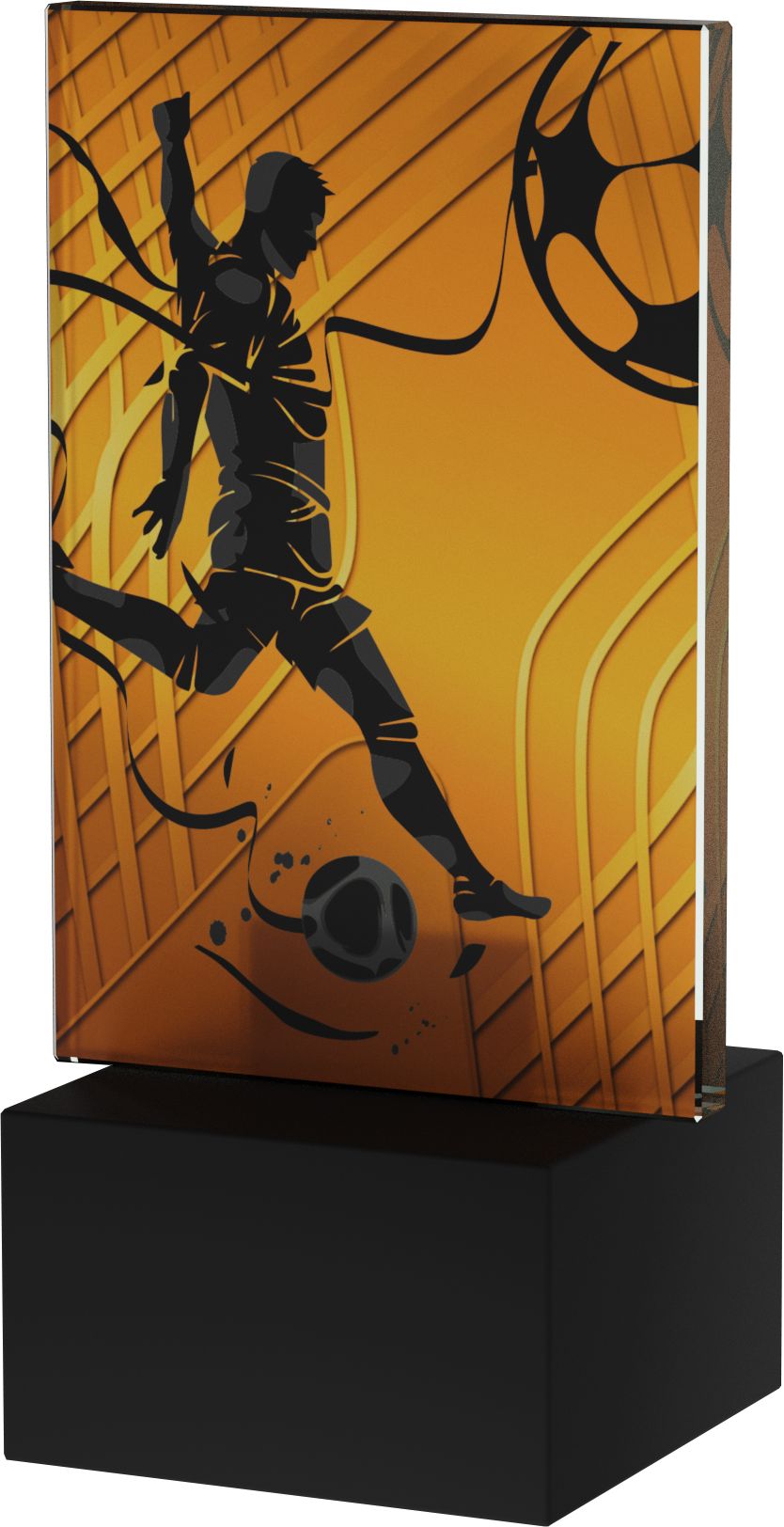 Futbal AG1-12/SOC2, Sklenená trofej Amber hráč H-12 cm, hr.0,6 cm