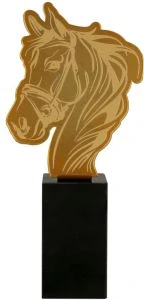 Figúrka kovová kôň hlava zlatá H-25,5 cm, MLV-HOR  