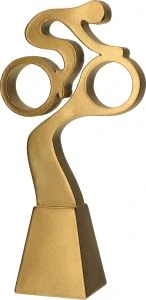 cyklistika, Figúrka odlievaná zlatá, výška 23 cm 
