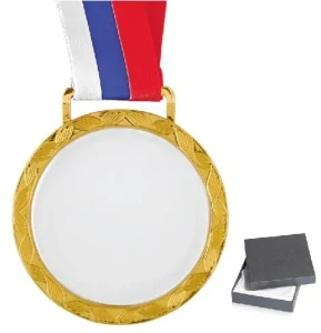 Sklenená medaila CRY166G zlatá, v kazete - Ø 70 mm