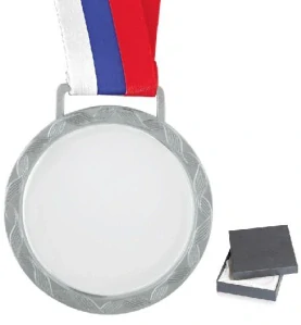 Sklenená medaila CRY166S v kazete, strieborná - Ø 70 mm