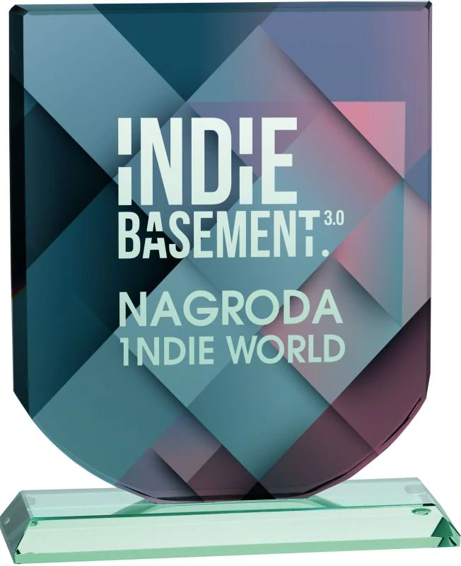 Trofej sklenená G001, výška  19 cm + modrý obal