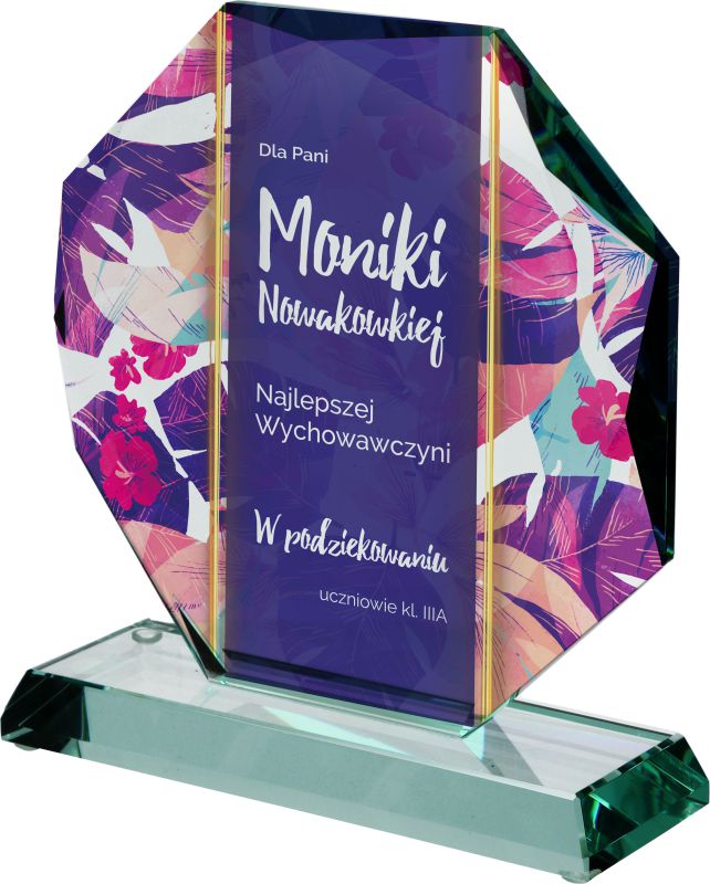 Trofej sklenená G020, výška  19 cm + modrý obal