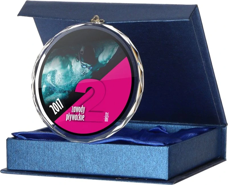 Medaila kryštálová s puzdrom,CM002  80mm