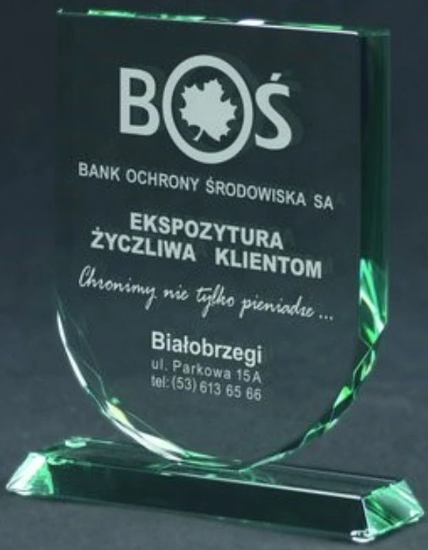 Trofej sklenená G001, výška  19 cm + modrý obal