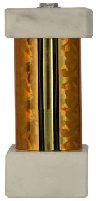 S690/G - Podstavec pod figúrku zlatý stĺp/biely mramor